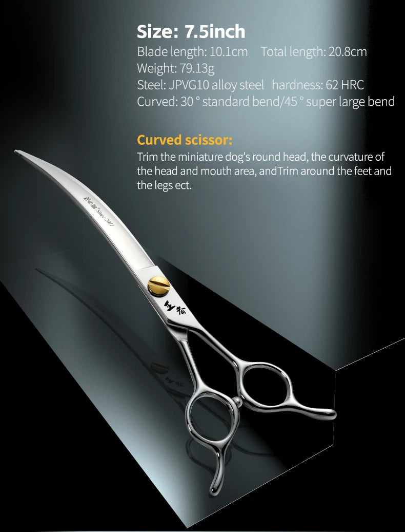 Fenice King Series VG10 Steel Dog Grooming Scissors Straight Curved Thinning