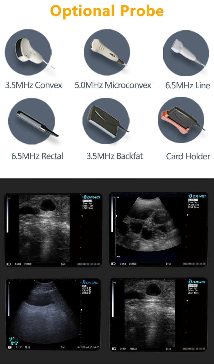 DAWEI Handheld Veterinary Ultrasound Scanner For Farm Animals Pregnancy Testing