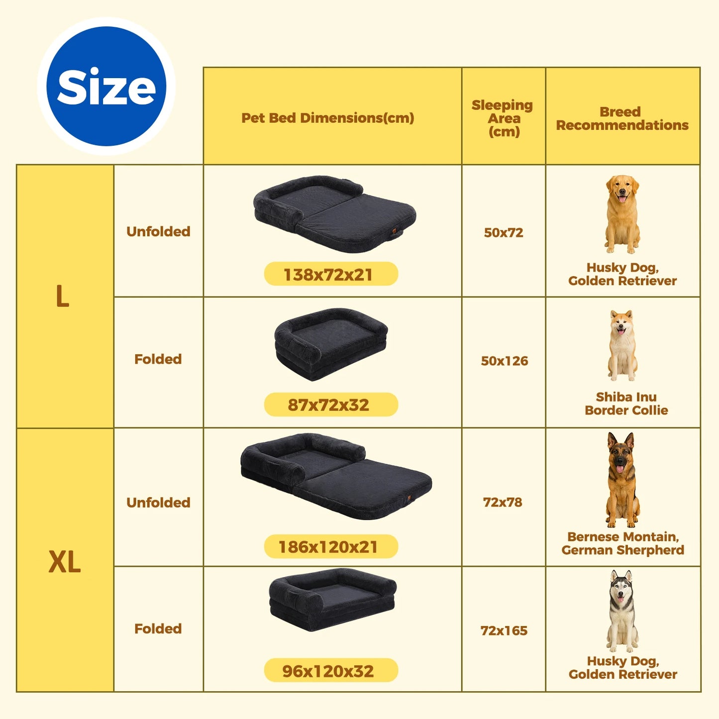 PAWZ Road Foldable Dog Bed Plush Washable Sofa Bed