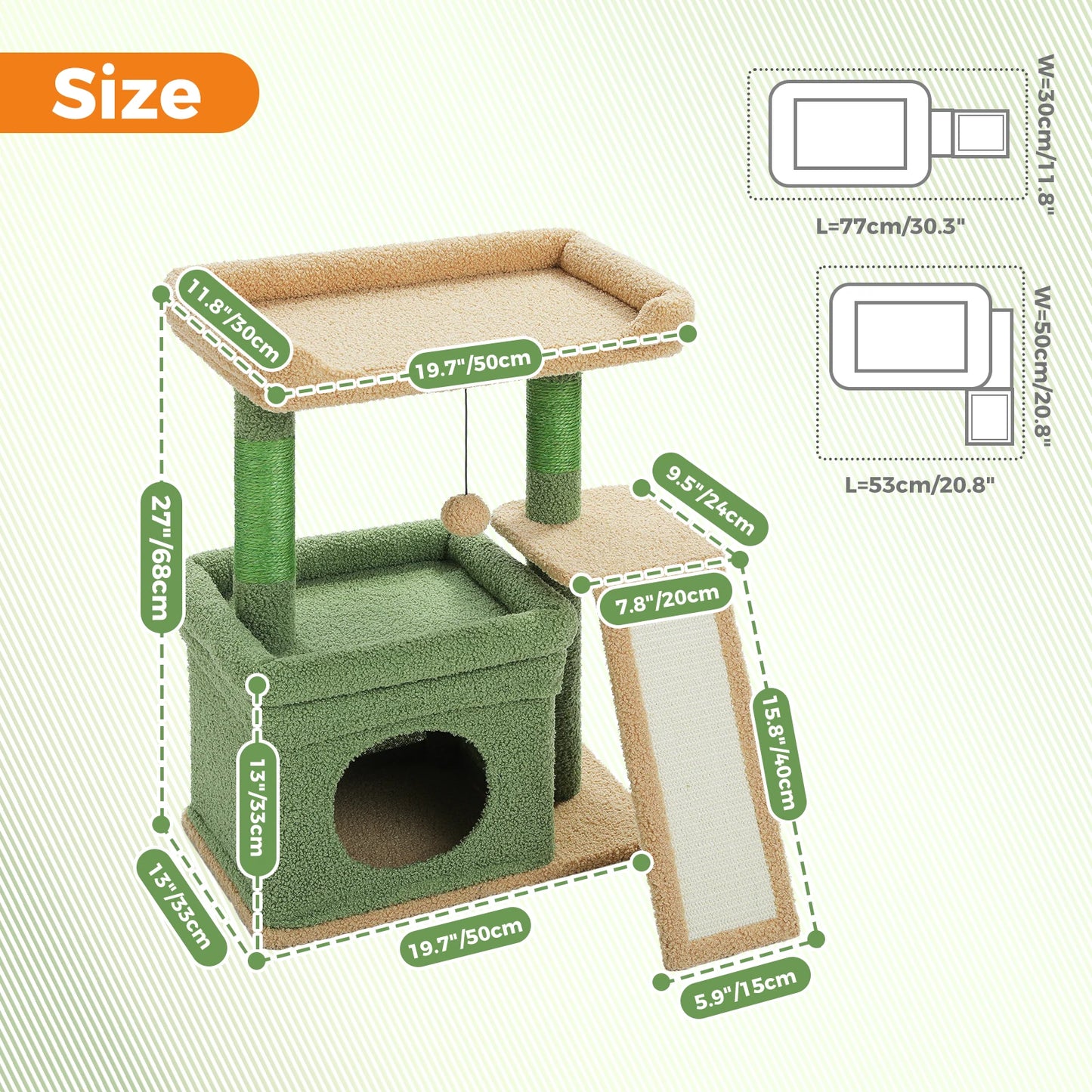PAWZ Road Small Cat Tree Indoor Tower With Sisal Scratching