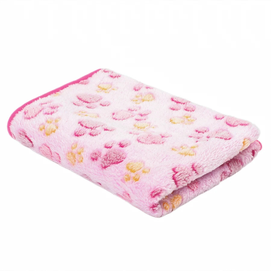 Soft Fluffy Pet Blanket Fleece Paw Print Mat for Dogs