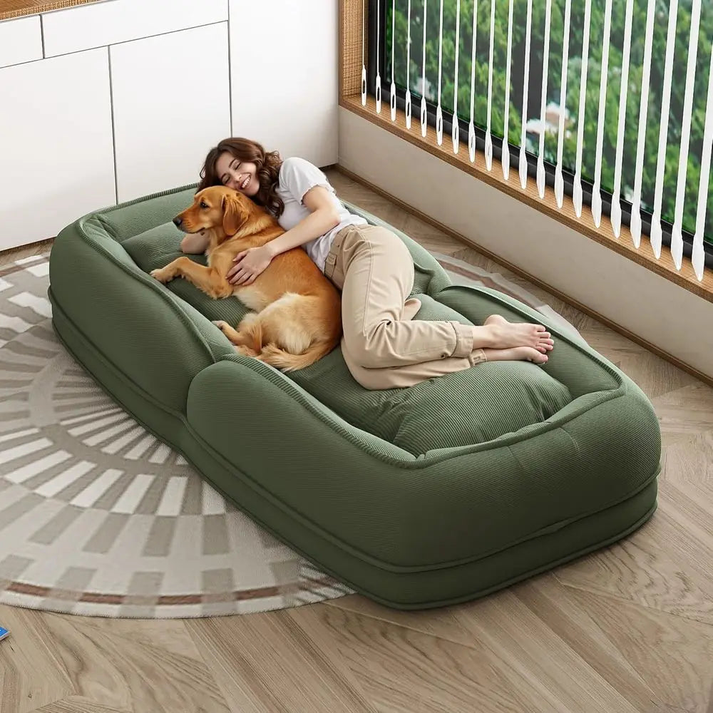 Corduroy Dog Bed Foldable Lounge Sofa With Cushions