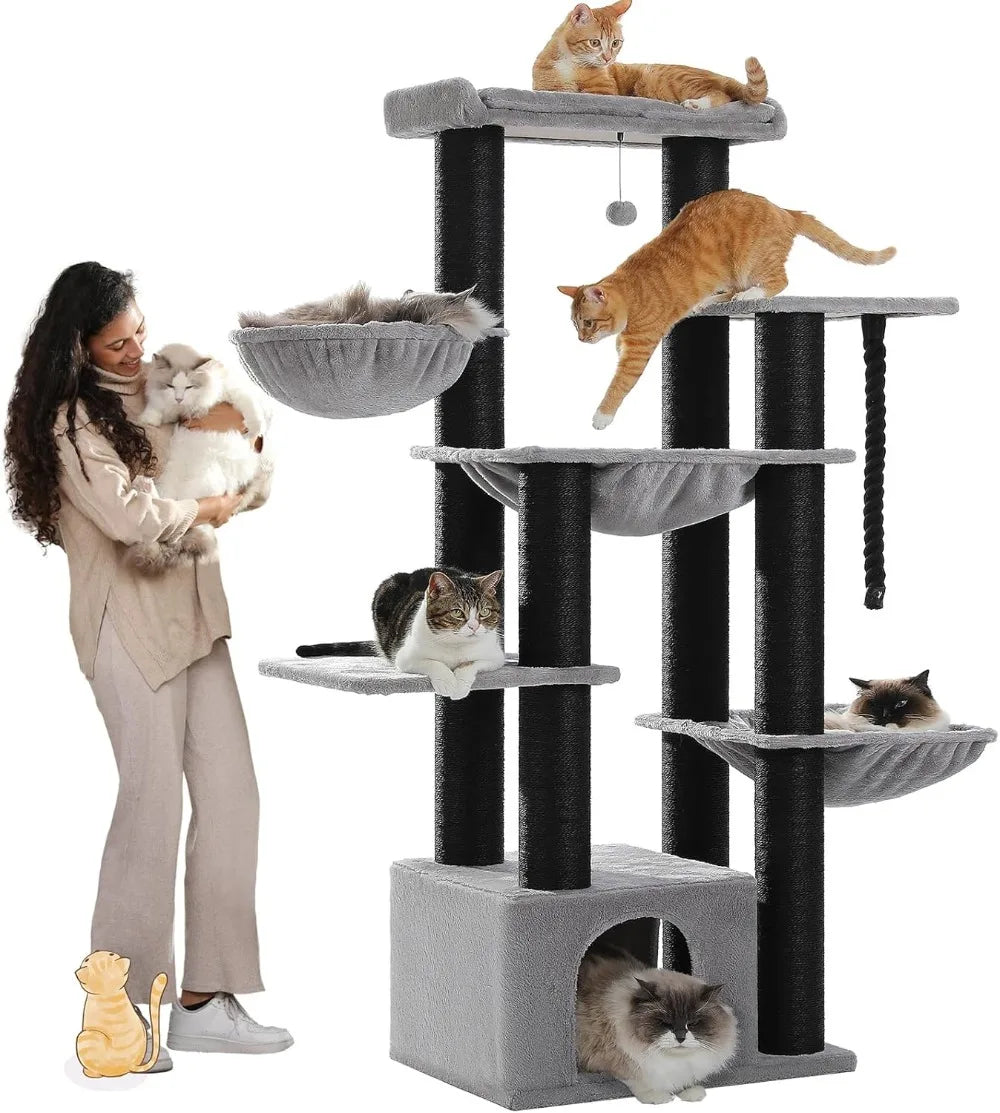Multi-Level Cat Tree With Scratching Posts And Indoor Condo