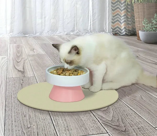 High-concerned Cat Ceramic Raised Food Bowl Tower Feeder