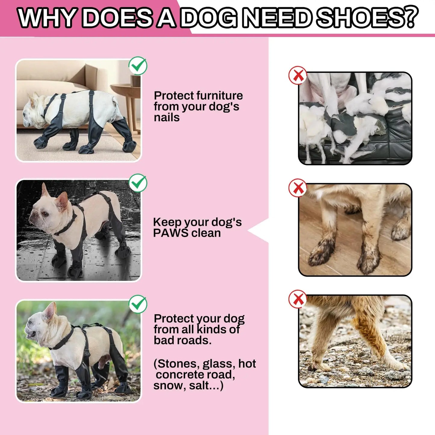 NONECN Dog Full Leg Waterproof Boots Non Slip Rain Shoes