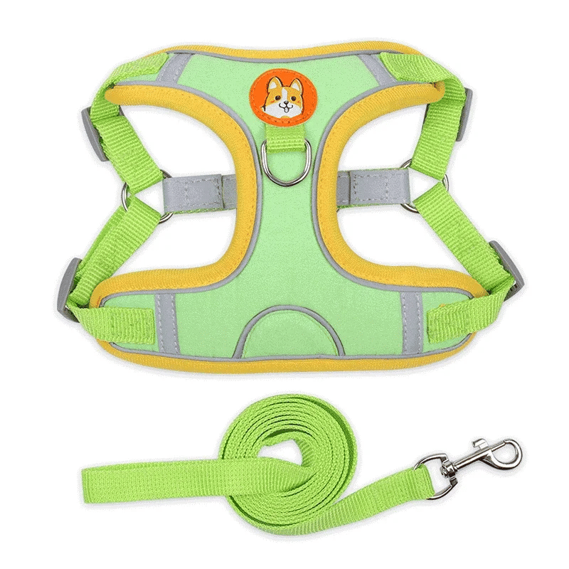 Adjustable Dog Harness And Leash Set Reflective For Pets Walking