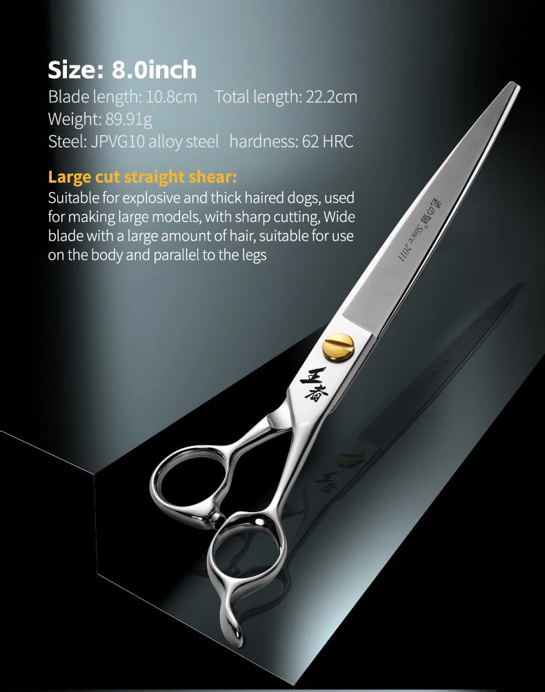 Fenice King Series VG10 Steel Dog Grooming Scissors Straight Curved Thinning