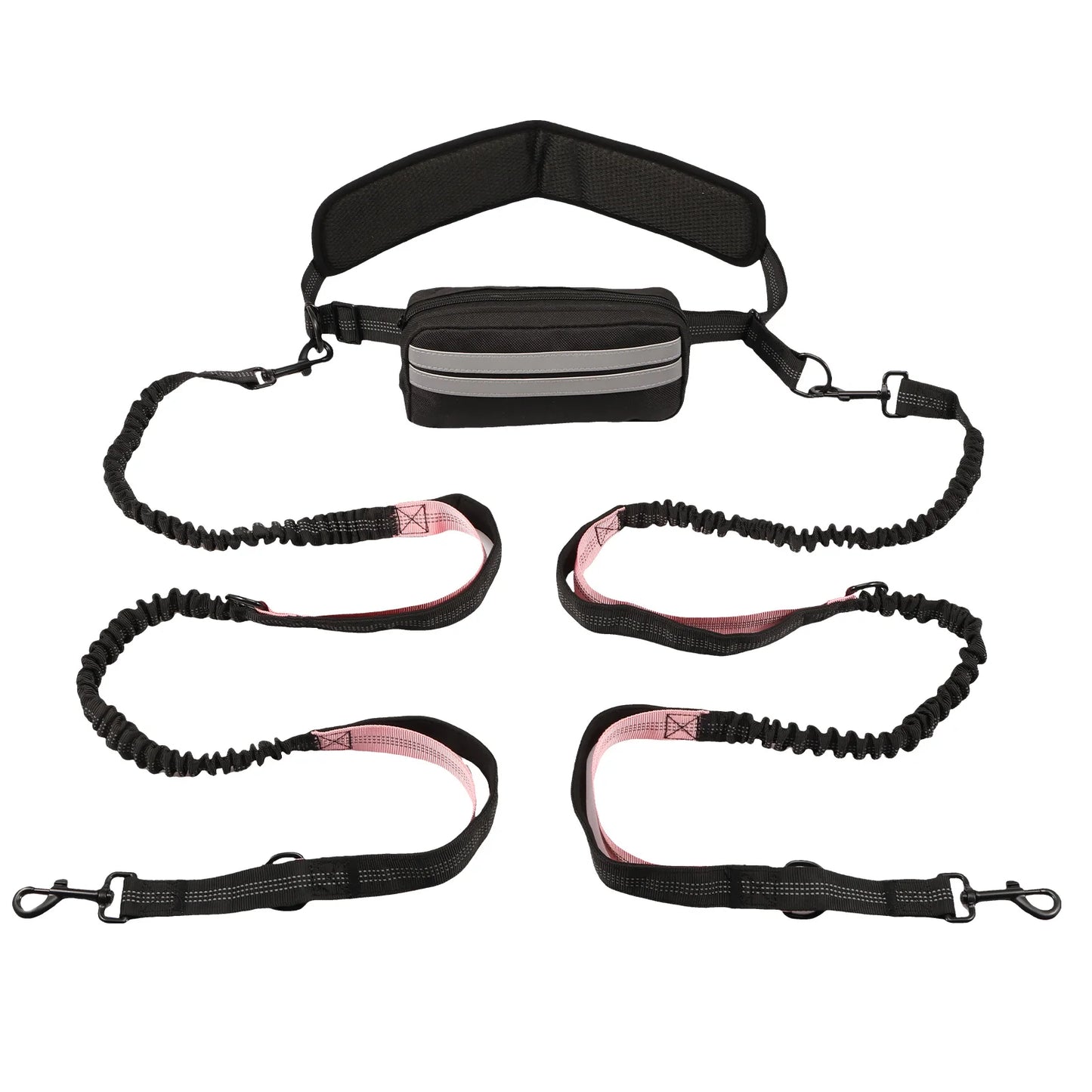 NONECN Hands Free Reflective Retractable Dog Leash Waist Bag