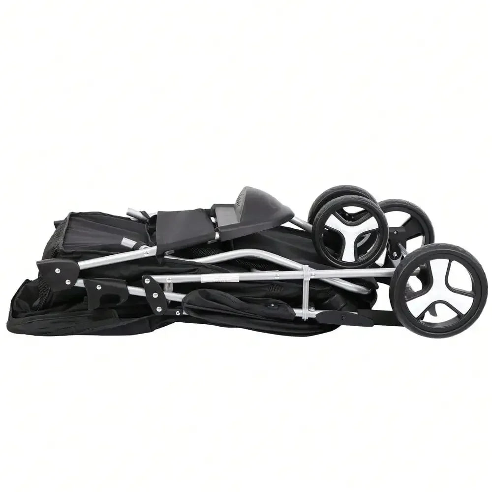 Foldable Three Wheel Dog Stroller With Cup Holder For Pets