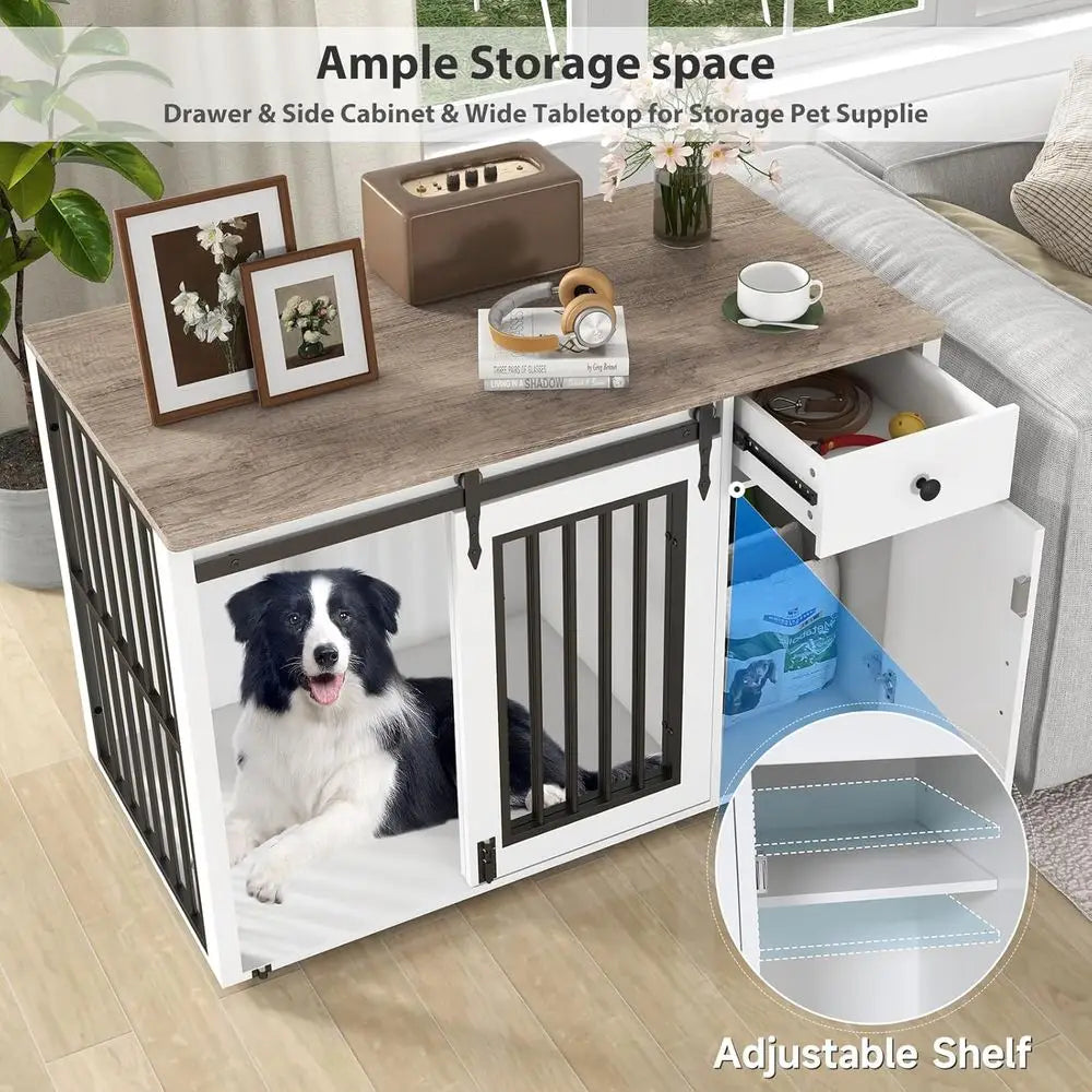 Indoor Dual Function Furniture Style Dog Crate With Storage Drawer