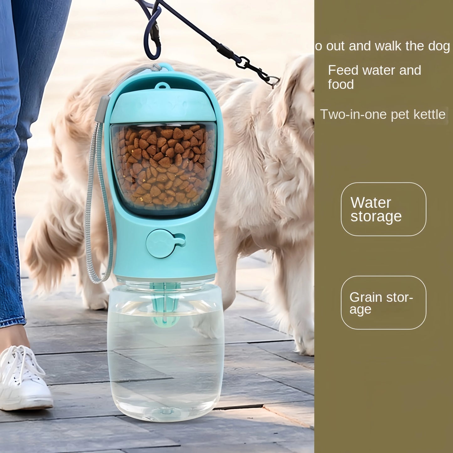 High-Con Concerned Portable Dog Cat Water Bottle With Storage