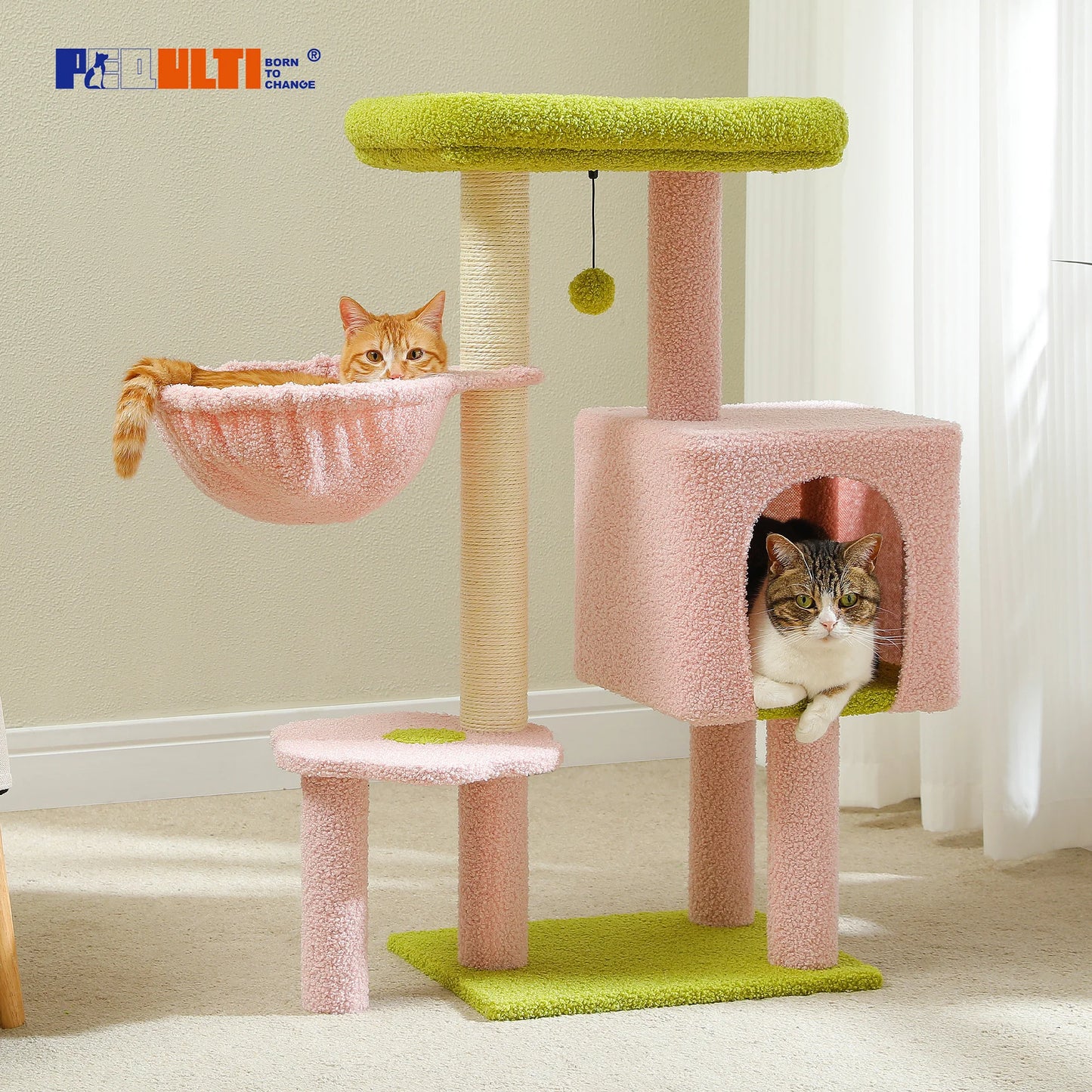 PEQULTICN Cat Tree with Scratching Post and Cozy Private Condo