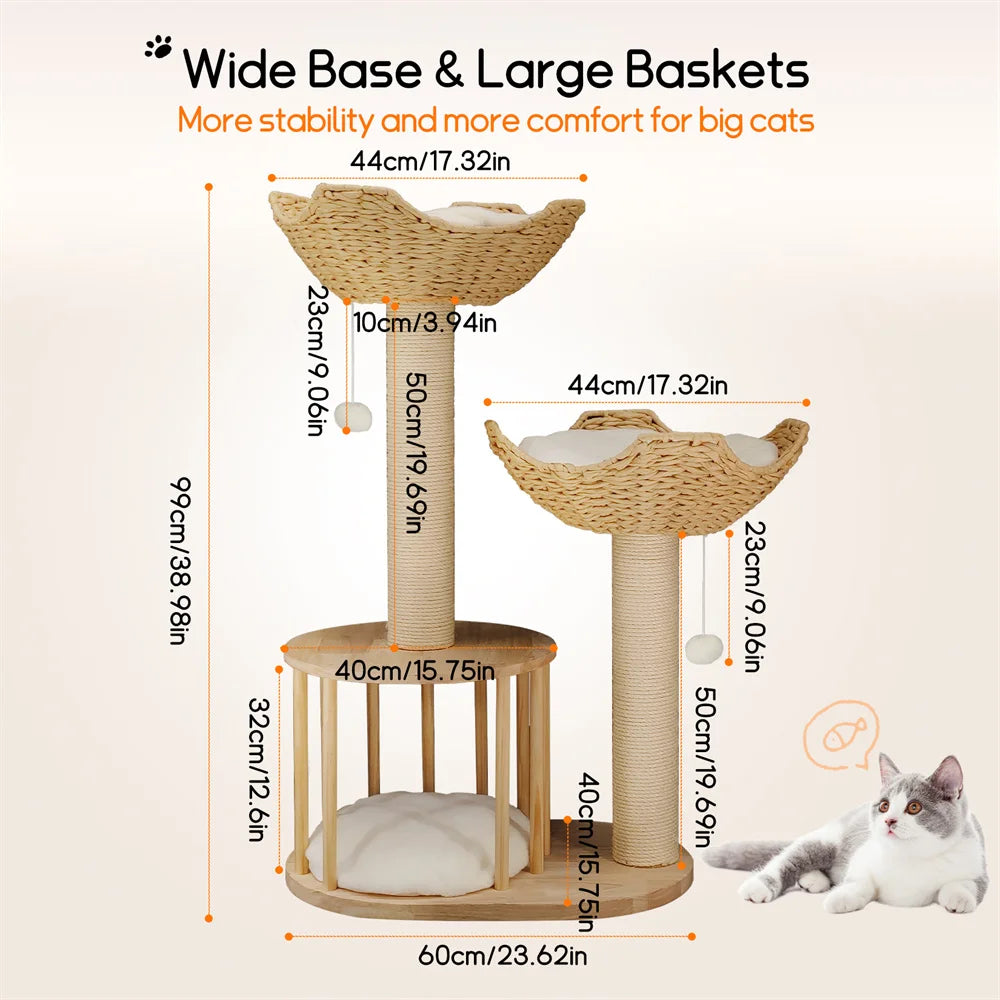 BORWARTCN Three Tier Cat Tree Plush Napping Perches Kitten Condo