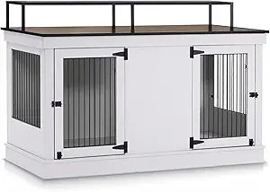 MKDK Furniture Style Dog Crate End Table With Double Doors