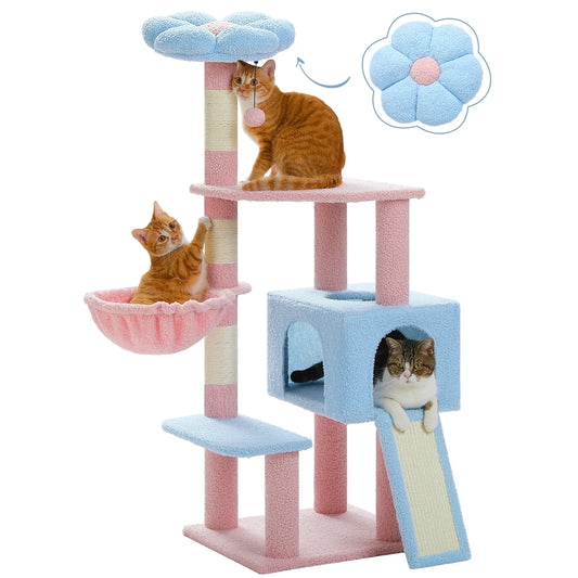 PEQULTI Flower Cat Tree Cat Tower Sisal Scratching Posts