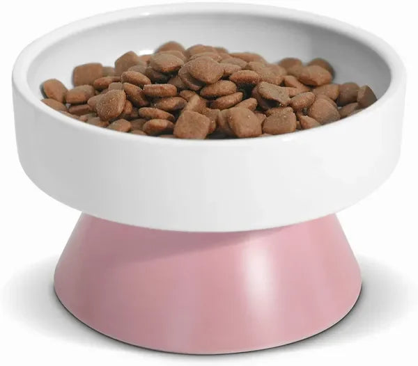 High-concerned Cat Ceramic Raised Food Bowl Tower Feeder