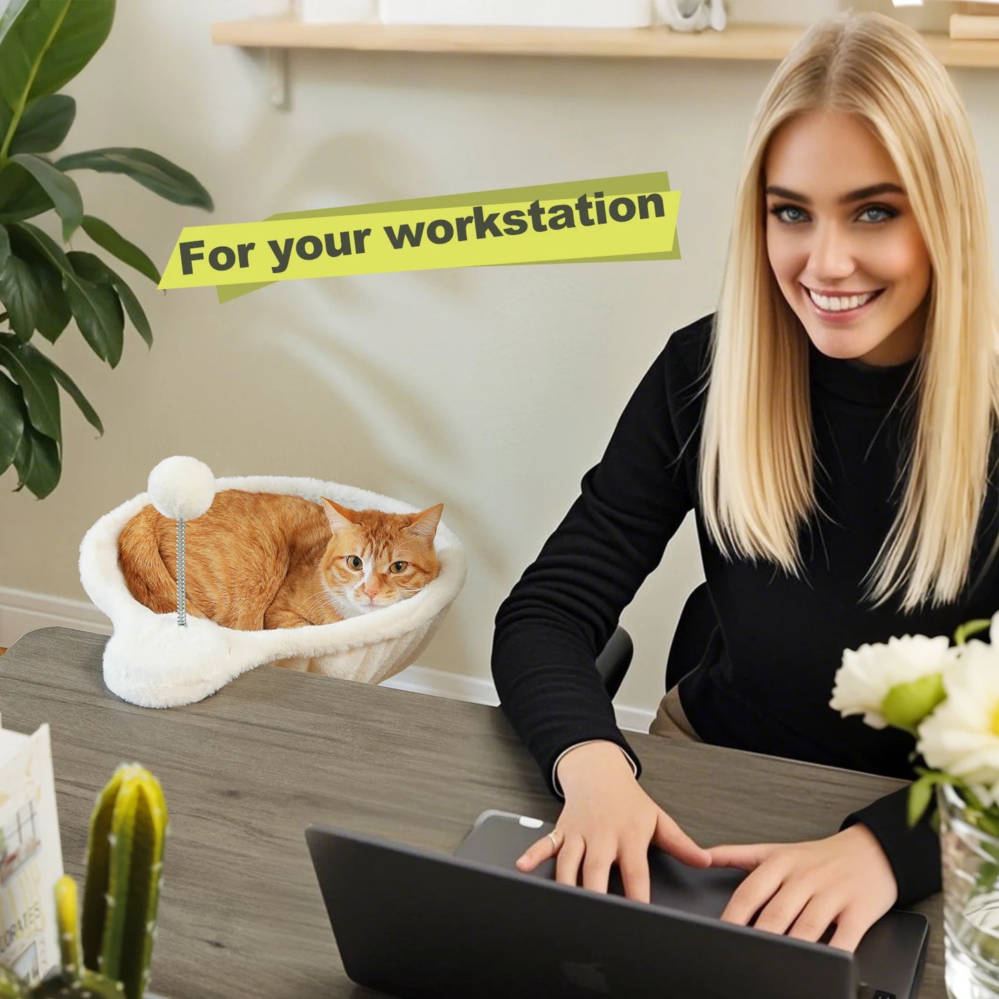 PEQULTICN Cozy Portable Cat Bed With Safe Hammock Toy