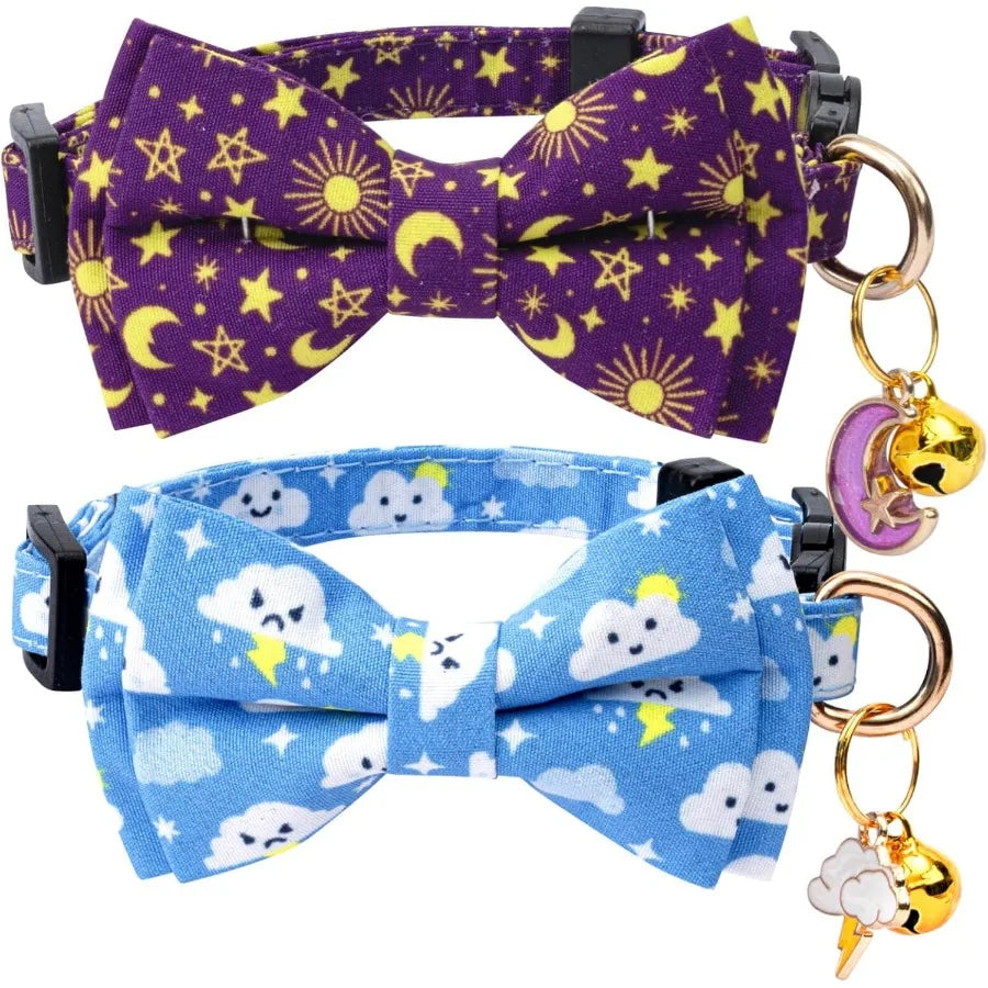 Hign-concerned Cat Collar Set With Bow Tie And Bell