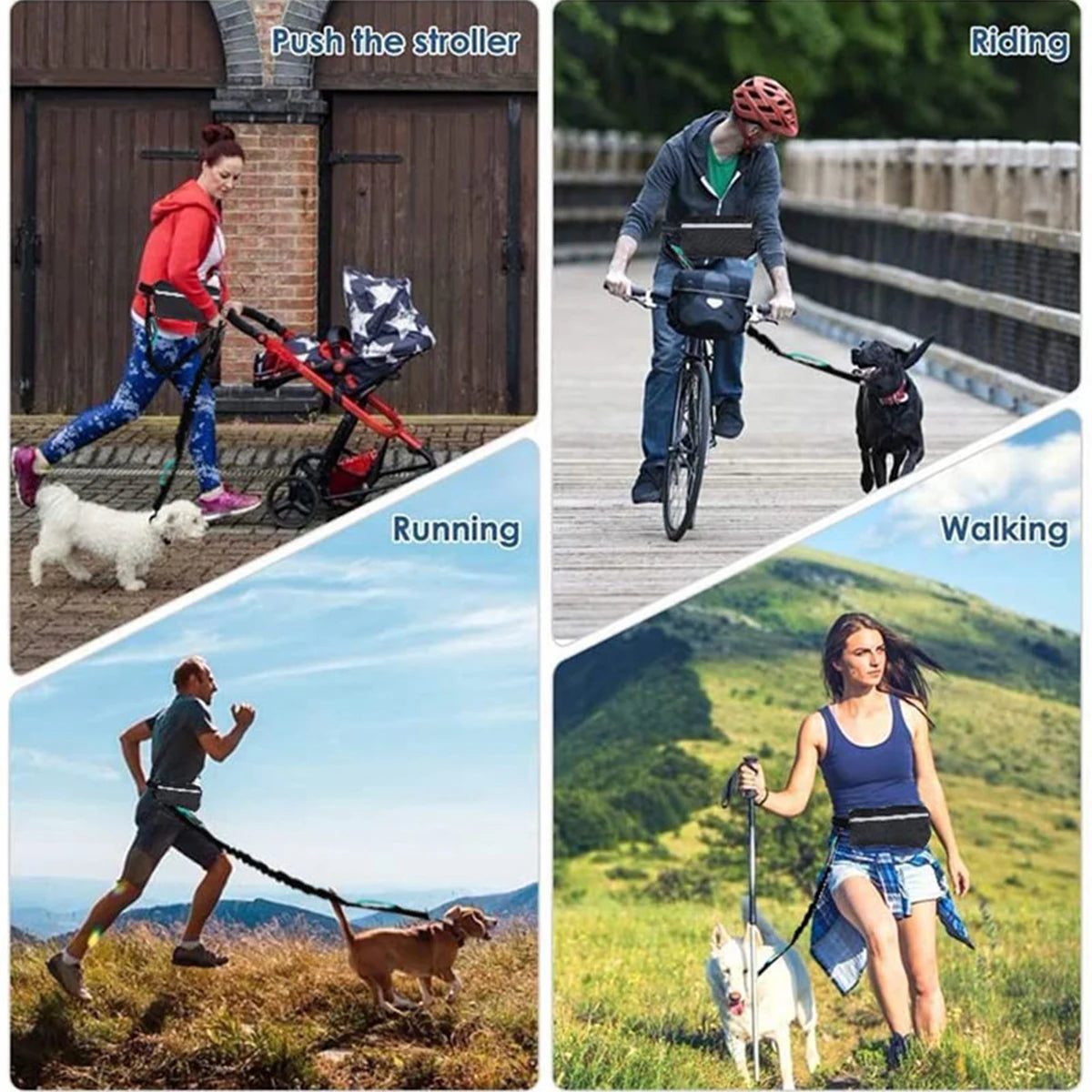 NONECN Hands Free Reflective Retractable Dog Leash Waist Bag