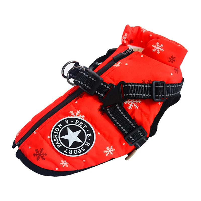 Winter Waterproof Dog Jacket With Harness For Labrador Chihuahua Outdoor