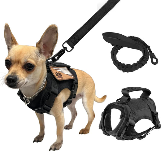 PETRAVELCN Tactical Puppy Harness Leash Set For Training And Walking