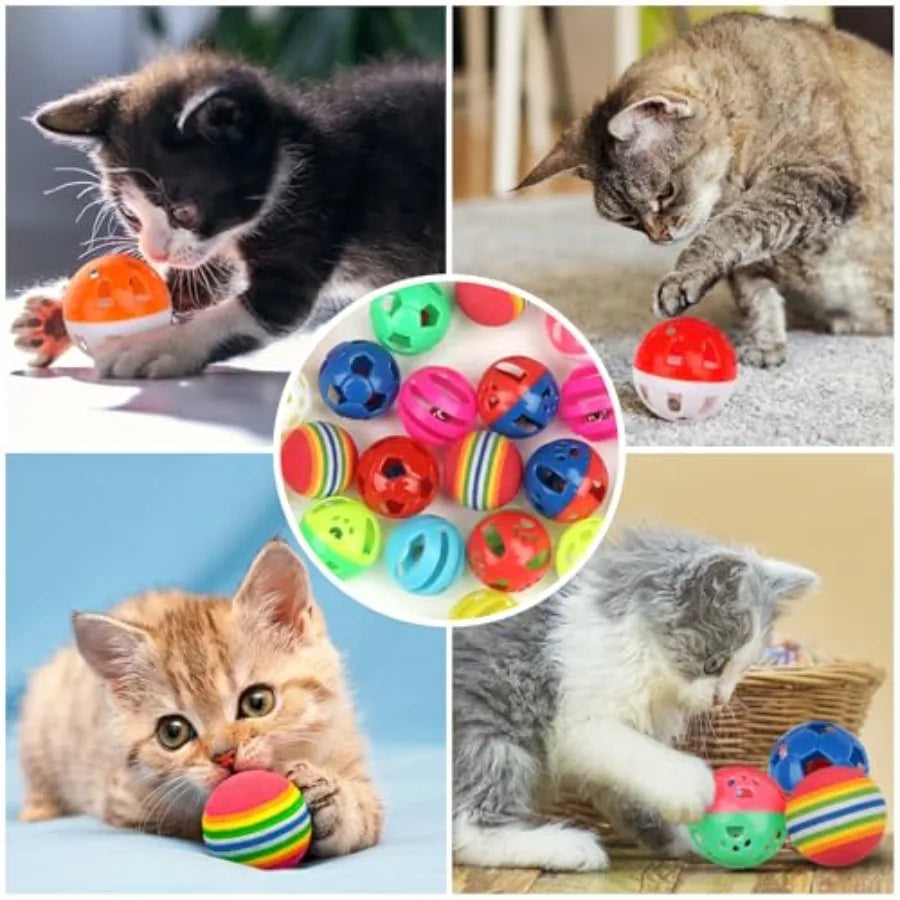 Hign-concerned 24 Pack Plastic Ball Cat Toys With Bell Jingle