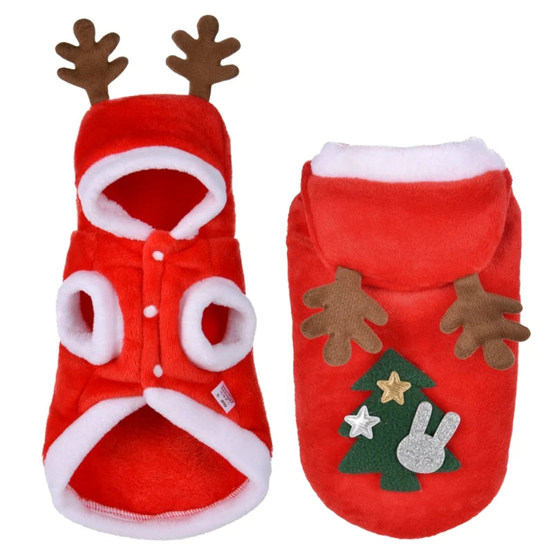 Guangdong Hooded Christmas Dog Jumpsuit Polyester Winter Coat