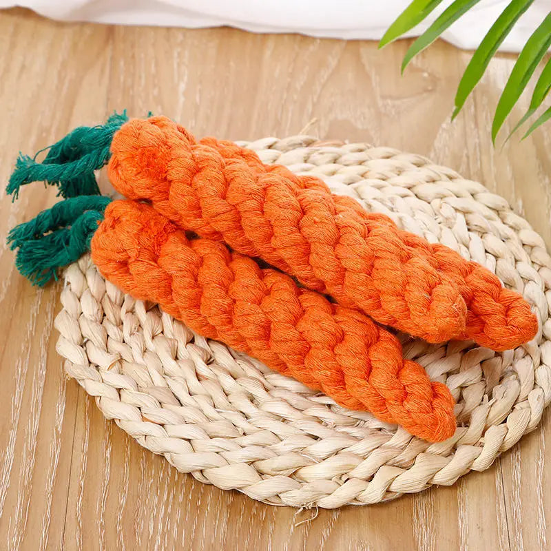 Carrot Shape Knot Dog Cat Toy Cotton Rope Chew Toy