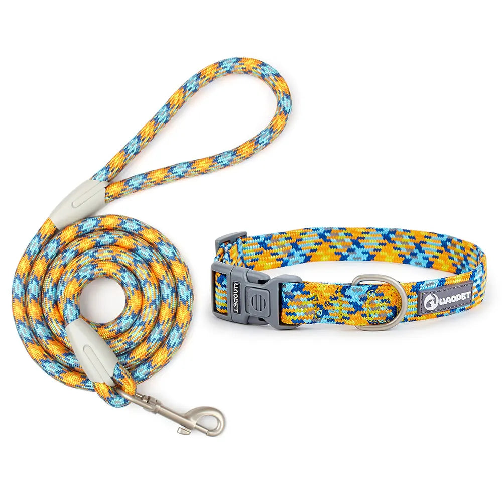 Dog Leash And Collar Set Reflective Quick Release For Dogs