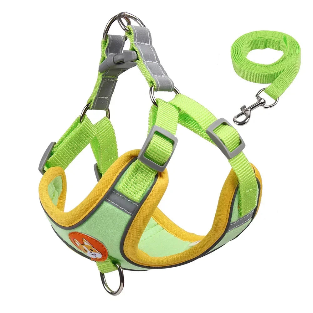 Adjustable Dog Harness And Leash Set Reflective For Pets Walking