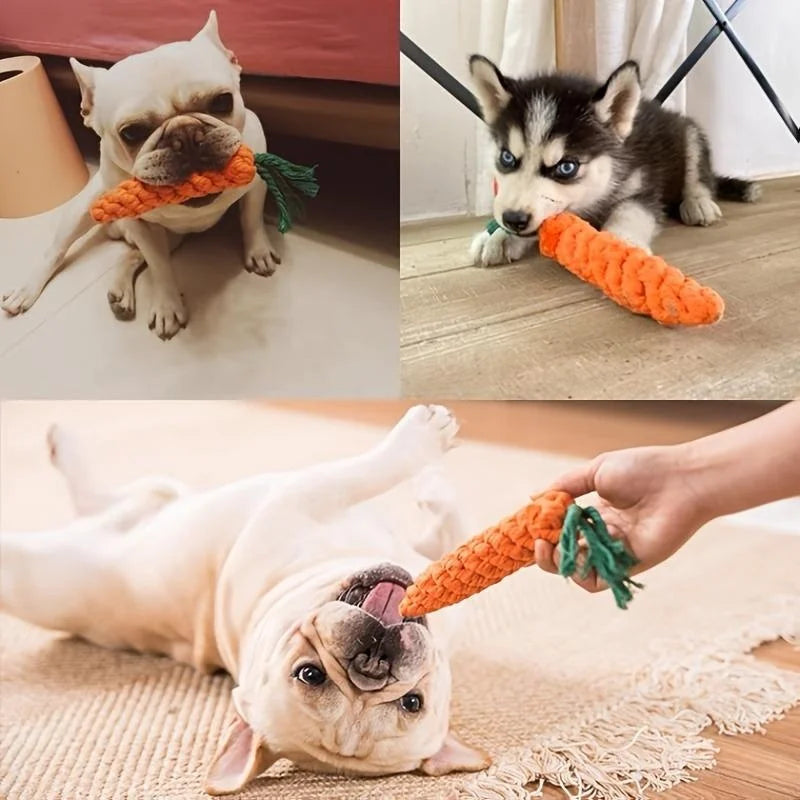 Carrot Shape Knot Dog Cat Toy Cotton Rope Chew Toy