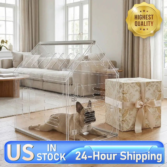 Acrylic Indoor Dog Kennel Lockable Ventilated Cage