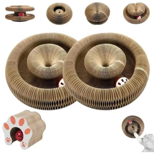 Cat Toy Foldable Accordion Scratcher Board With Ball For Cats