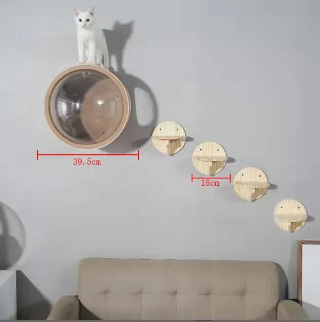 Smvp Cat Space Transparent Capsule Nest Bed For Climbing Cats Wooden