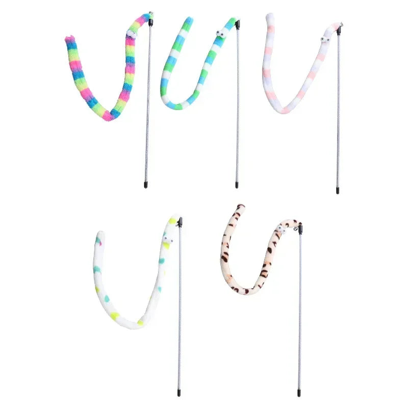 Cat Feather Teaser Wand Caterpillar Interactive Toy For Cats