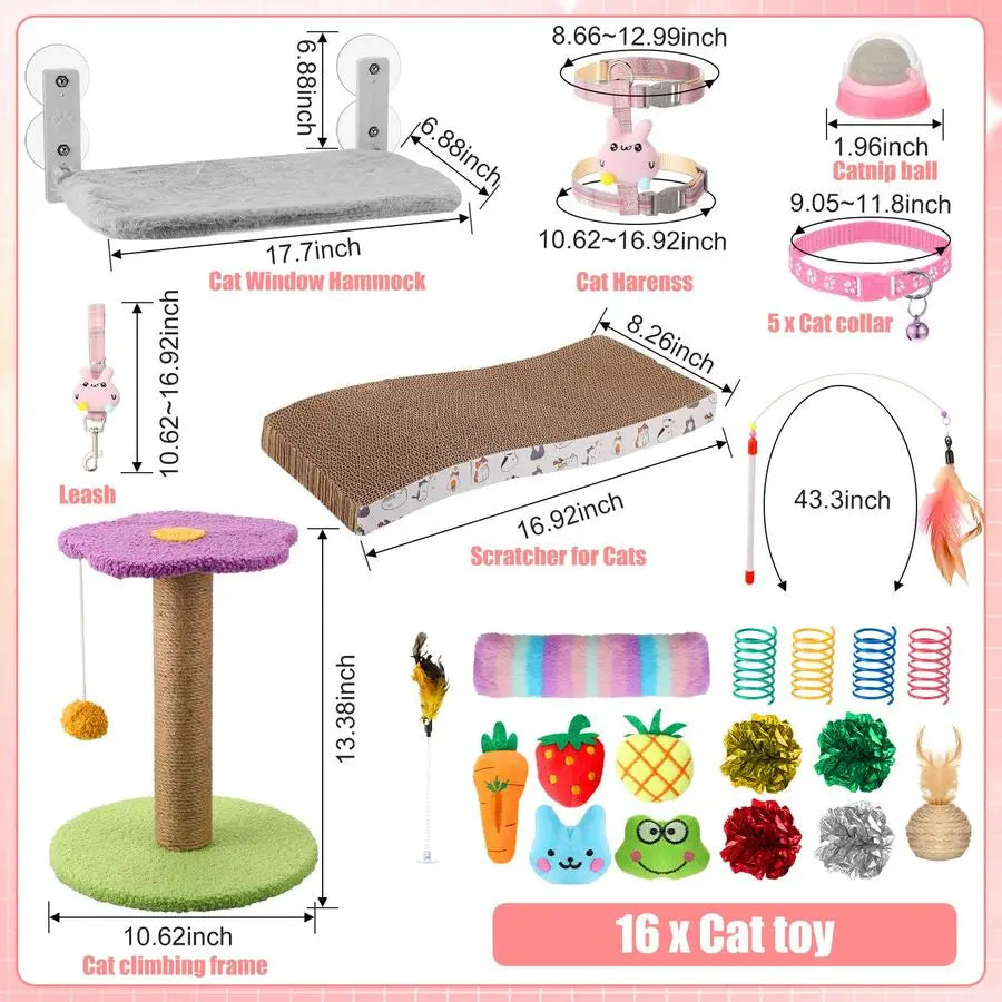 Kitten Starter Kit Indoor Cats With Toys Litter Box Hammock