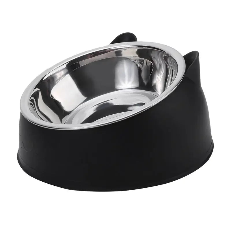 High Concerned Stainless Steel Cat Bowl Inclined Feeding Dish