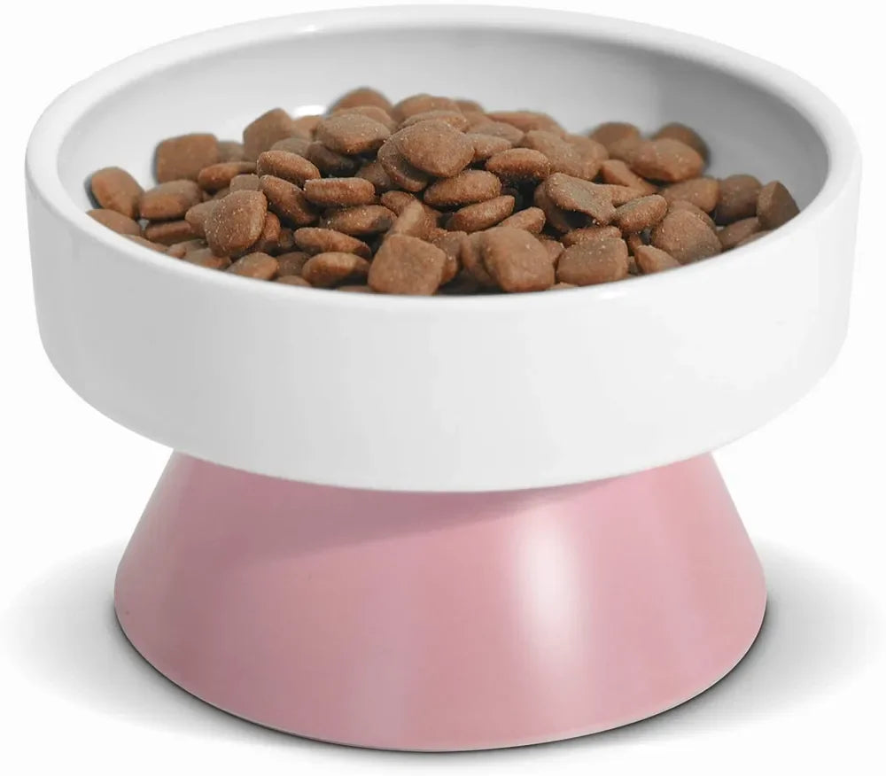 High-concerned Cat Ceramic Raised Food Bowl Tower Feeder