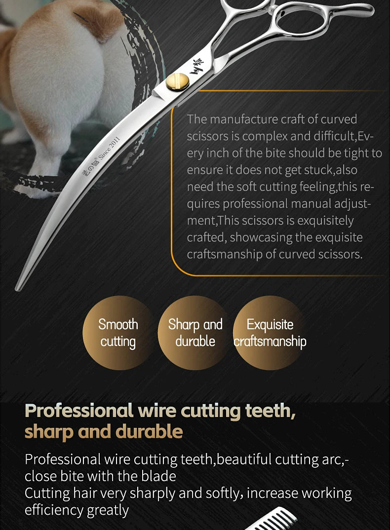 Fenice King Series VG10 Steel Dog Grooming Scissors Straight Curved Thinning
