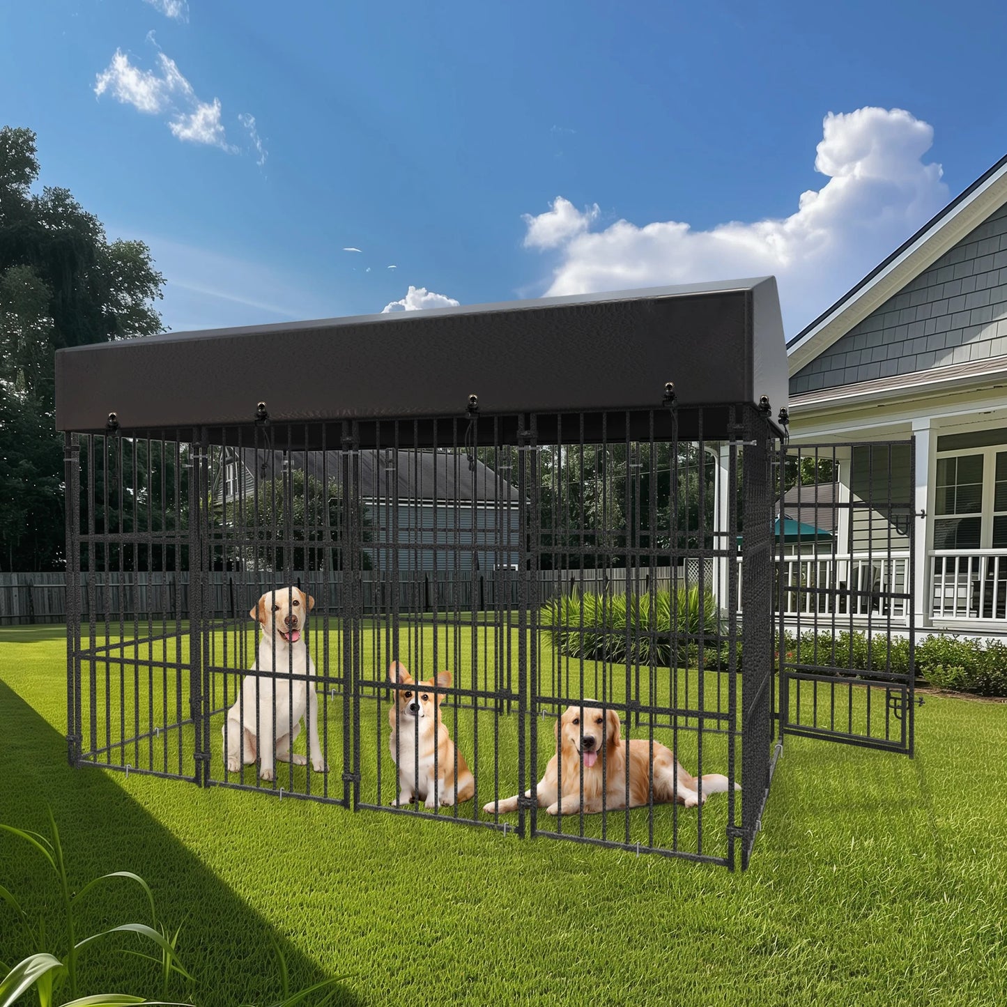 Hign-concerned Luxury Outdoor Dog Kennel Playpen With Roof