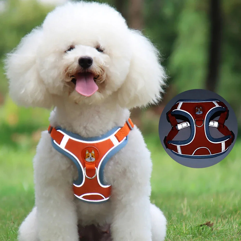 Adjustable Dog Harness And Leash Set Reflective For Pets Walking