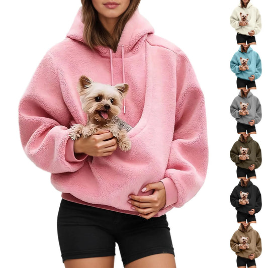 Pocket Style Double Sided Plush Hooded Sweatshirt Unisex