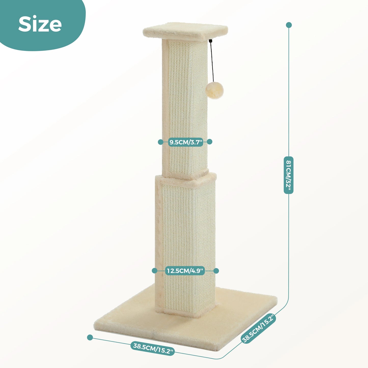 PAWZ Road Indoor Cat Scratching Post With Sisal Ball Toy