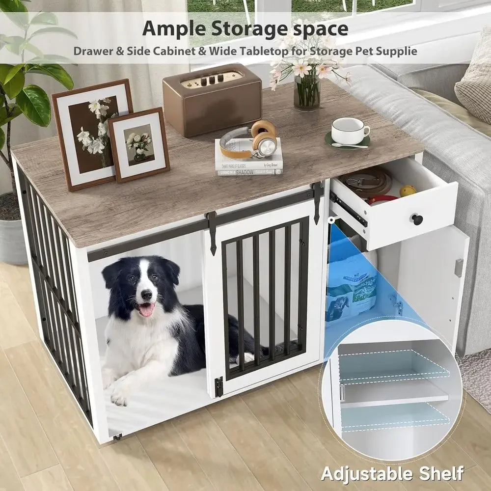 Indoor Dual Function Furniture Style Dog Crate With Storage Drawer