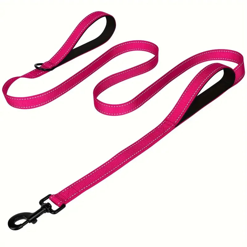 Heavy Duty Double Handle Reflective Dog Leash For Large Breeds