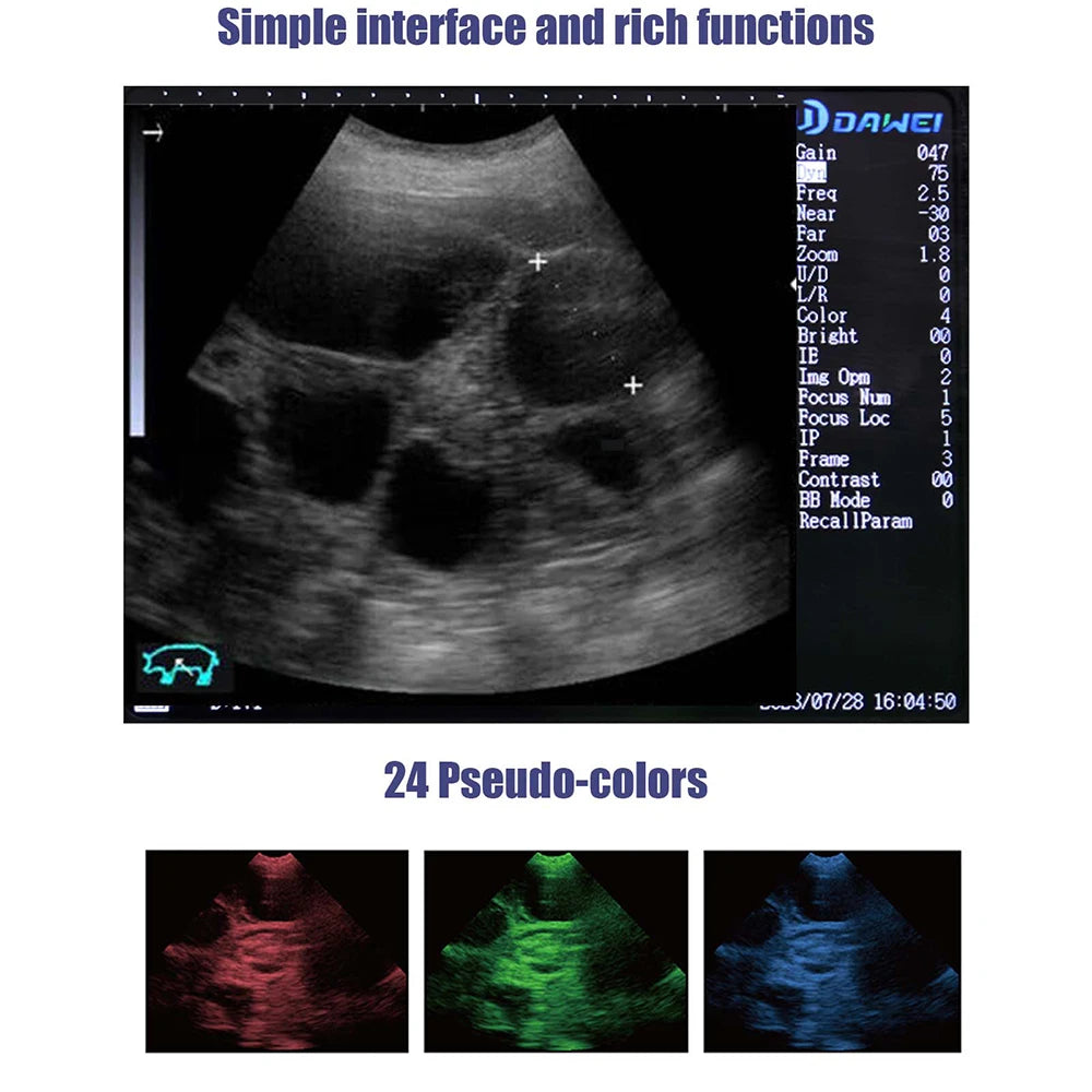 DAWEI Handheld Veterinary Ultrasound Scanner For Farm Animals Pregnancy Testing