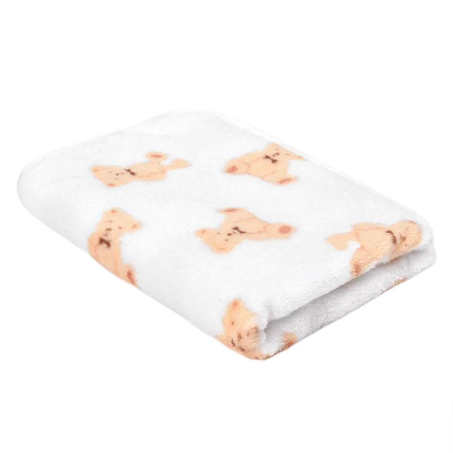 Soft Fluffy Pet Blanket Fleece Paw Print Mat for Dogs