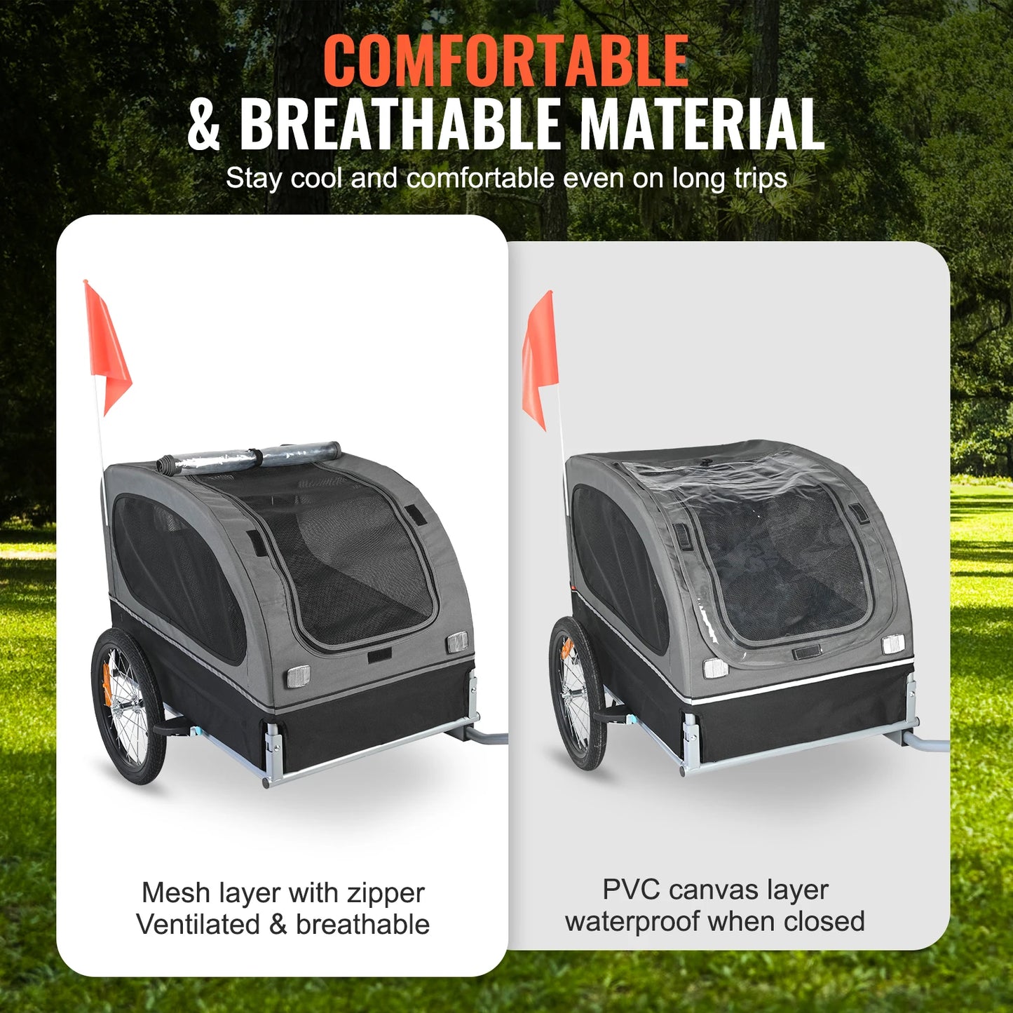 SucceBuy Dog Bike Trailer Carrier With Collapsible Design And Reflectors