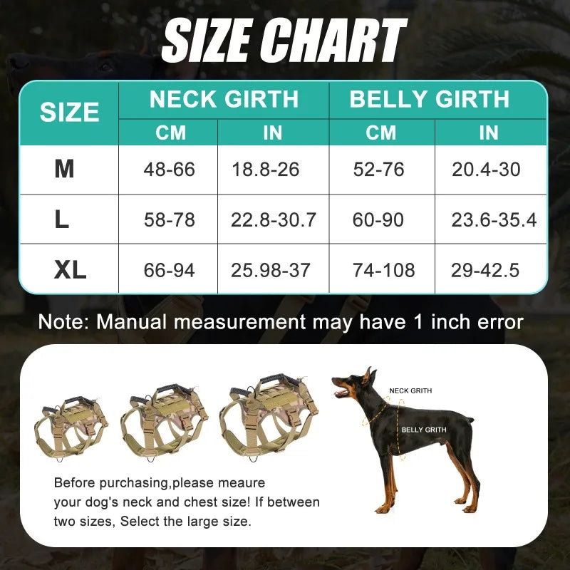 NONECN Tactical Reflective Dog Harness Quick Release For All Dogs