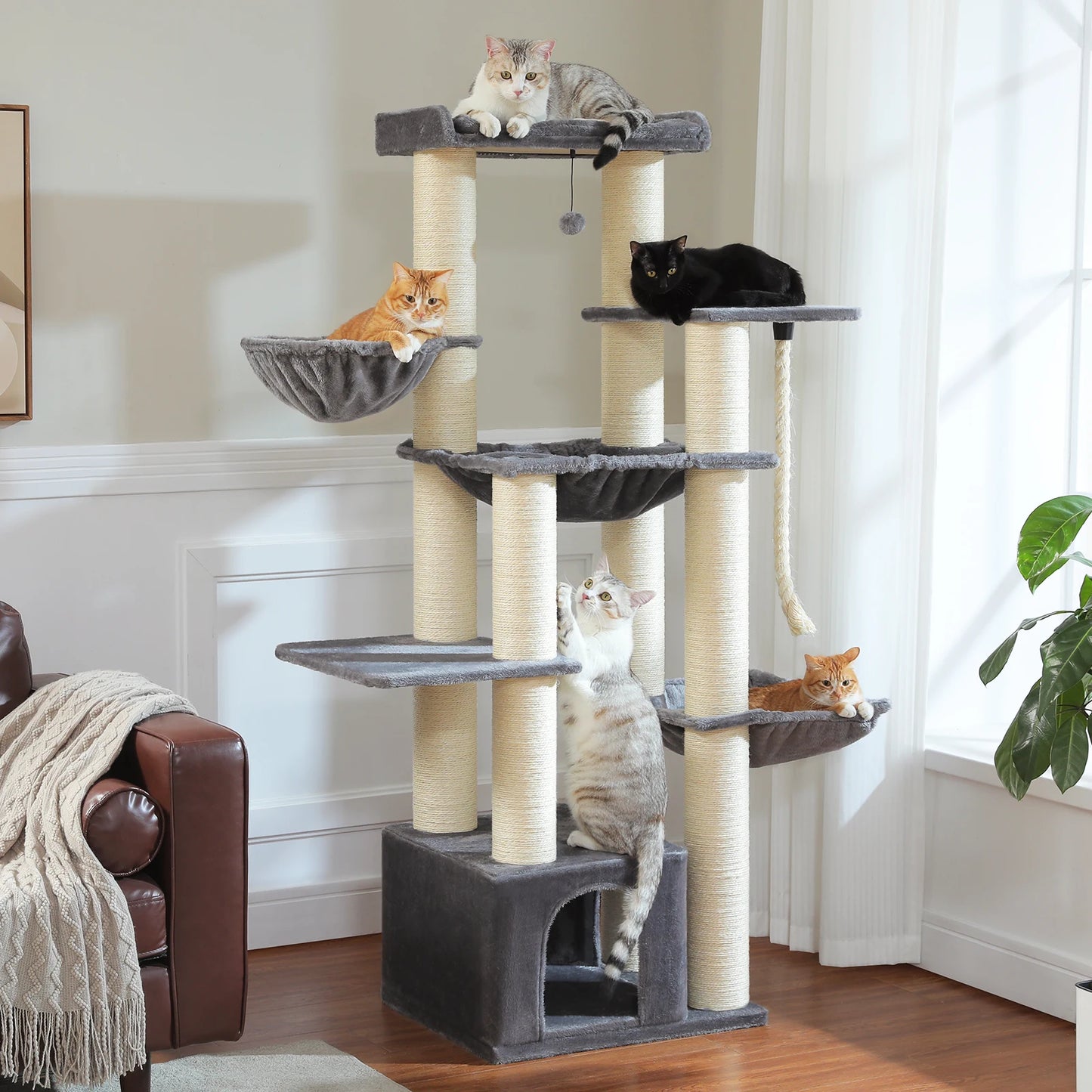 PAWZ Road Cat Tree With Five Levels and 11 Sisal Posts